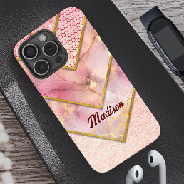 Elegant rose gold girly geometric Case-Mate iPhone iPhone 16 Pro Case