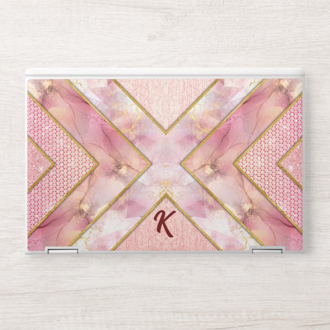 Elegant rose gold girly geometric sketchbook HP laptop skin (Front)