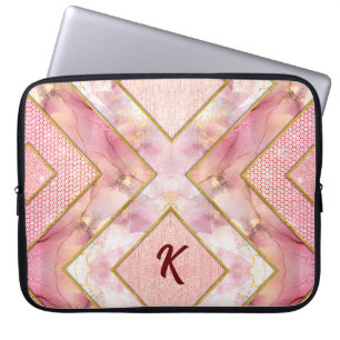 Elegant rose gold girly geometric sketchbook laptop sleeve