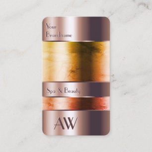 Elegant Rose Gold Glass Can Orange Fluids Initials Business Card