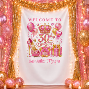 Elegant Rose Gold Glitter 30th Birthday Tapestry