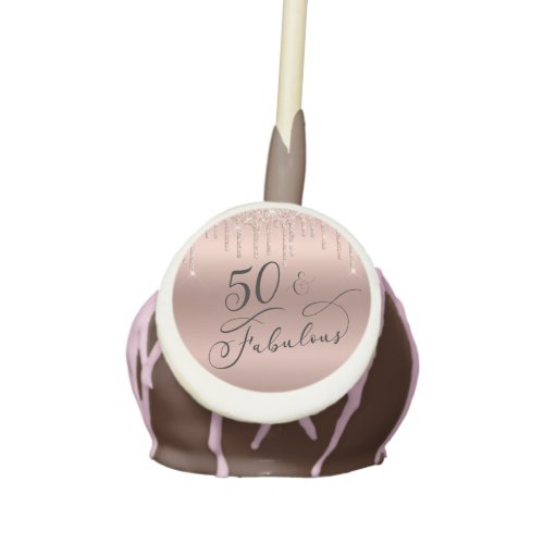 Elegant Rose Gold Glitter 50th Birthday Party Cake Pops