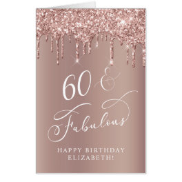 Elegant Rose Gold Glitter 60th Birthday Jumbo Card