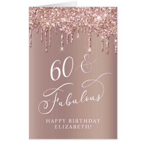 Elegant Rose Gold Glitter 60th Birthday Jumbo Card