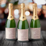 Elegant Rose Gold Glitter 60th Birthday Party Sparkling Wine Label<br><div class="desc">Celebrate your sixtieth birthday in style with these personalized wine labels. "60 & Fabulous" is written in an elegant white script on a rose gold background,  with rose gold faux glitter dripping from the top. Customize with your name and the party date.</div>