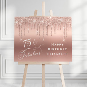 Elegant Rose Gold Glitter 75th Birthday Party Foam Board
