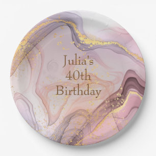 Elegant Rose Gold glitter birthday party  Paper Plates