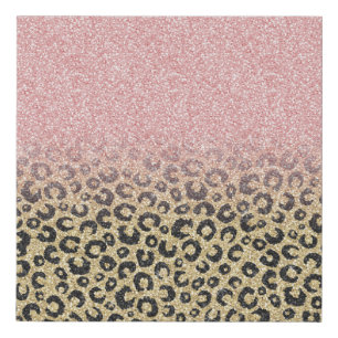 Elegant Rose Gold Glitter Black Leopard Print