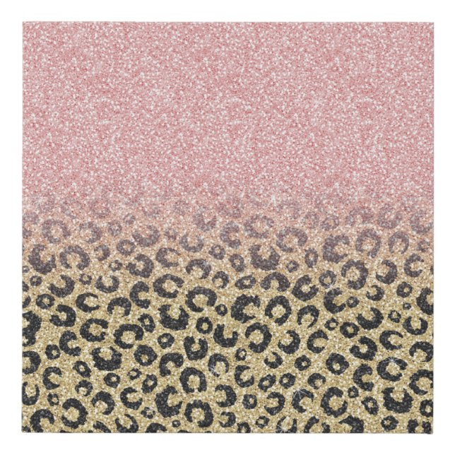 Elegant Rose Gold Glitter Black Leopard Print (Front)