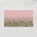 Elegant Rose Gold Glitter Black Leopard Print Business Card