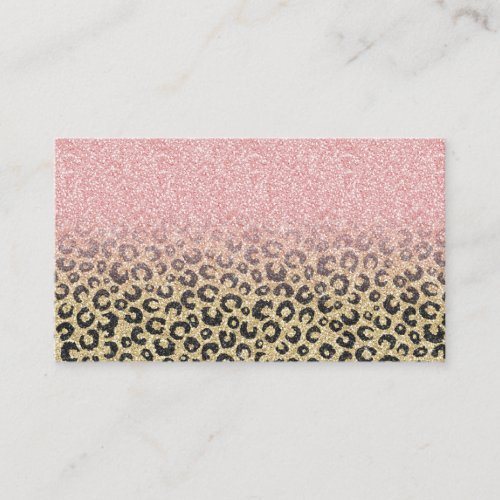 Elegant Rose Gold Glitter Black Leopard Print Business Card