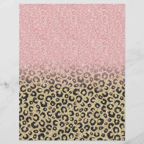 Elegant Rose Gold Glitter Black Leopard Print Letterhead