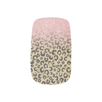 Elegant Rose Gold Glitter Black Leopard Print Minx Nail Art | Zazzle