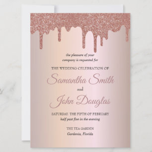 Elegant Rose Gold Glitter, Blush and Black Text