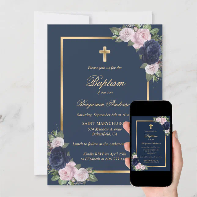 Elegant Rose Gold Glitter Blush Pink Girl Baptism Invitation Zazzle