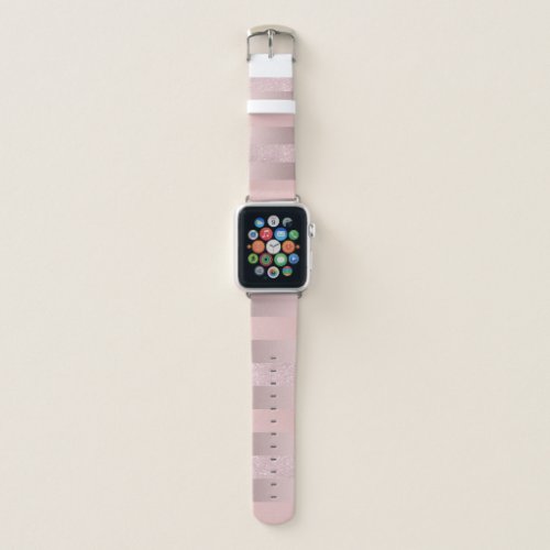 Elegant rose gold glitter  blush pink stripe apple watch band