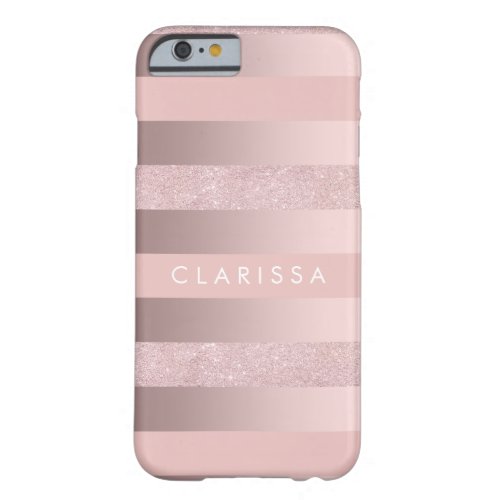 Elegant rose gold glitter  blush pink stripe barely there iPhone 6 case