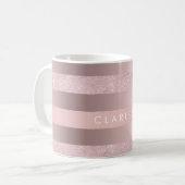Elegant rose gold glitter & blush pink stripe coffee mug (Front Left)