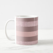 Elegant rose gold glitter & blush pink stripe coffee mug (Left)