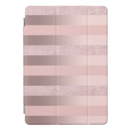 Elegant rose gold glitter &amp; blush pink stripe iPad pro cover