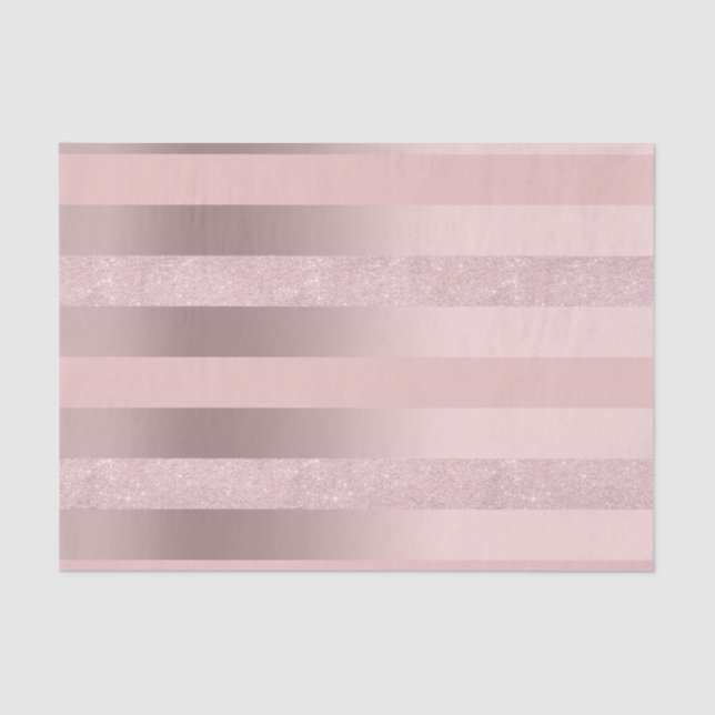 Elegant rose gold glitter & blush pink stripe tissue paper (Front)