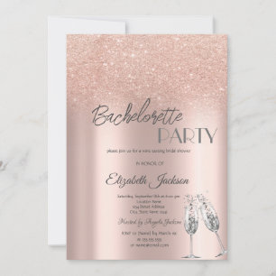 Elegant Rose Gold Glitter Bokeh Bachelorette Invitation