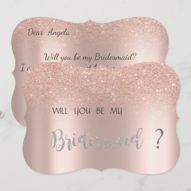 Elegant Rose Gold Glitter Bokeh Bridesmaid Card (Front/Back)