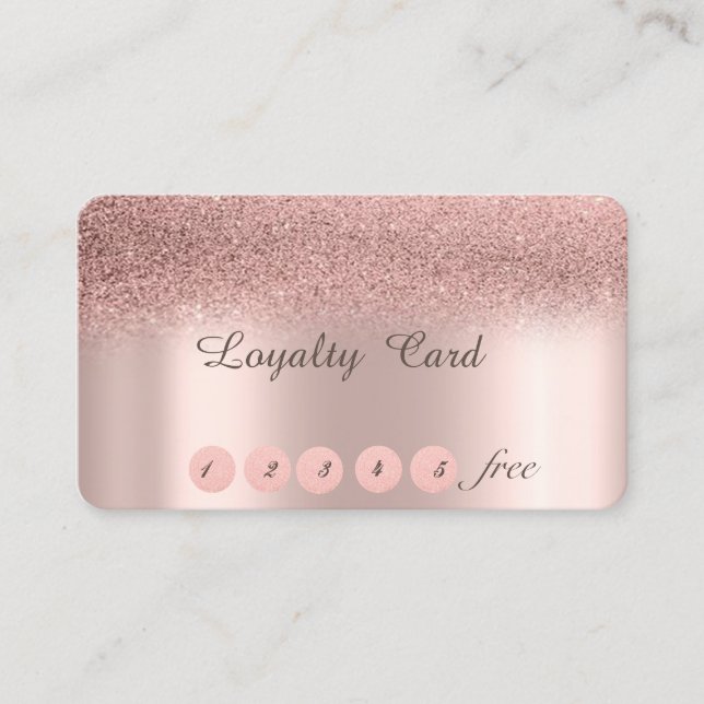 Elegant Rose Gold Glitter Bokeh Loyalty Card (Front)