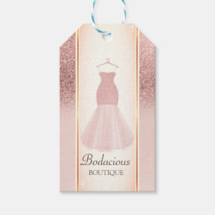 Elegant Rose Gold Glitter Bokeh Ombre Dress Gift Tags