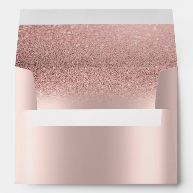 Elegant  Rose Gold Glitter Bokeh Ombre Rose Gold Envelope (Back (Bottom))