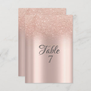 Elegant Rose Gold Glitter Bokeh Table  Card
