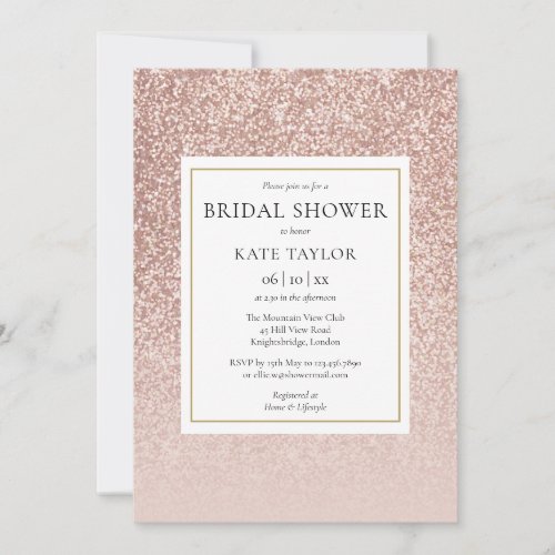 Elegant Rose Gold Glitter Bridal Shower Invitation