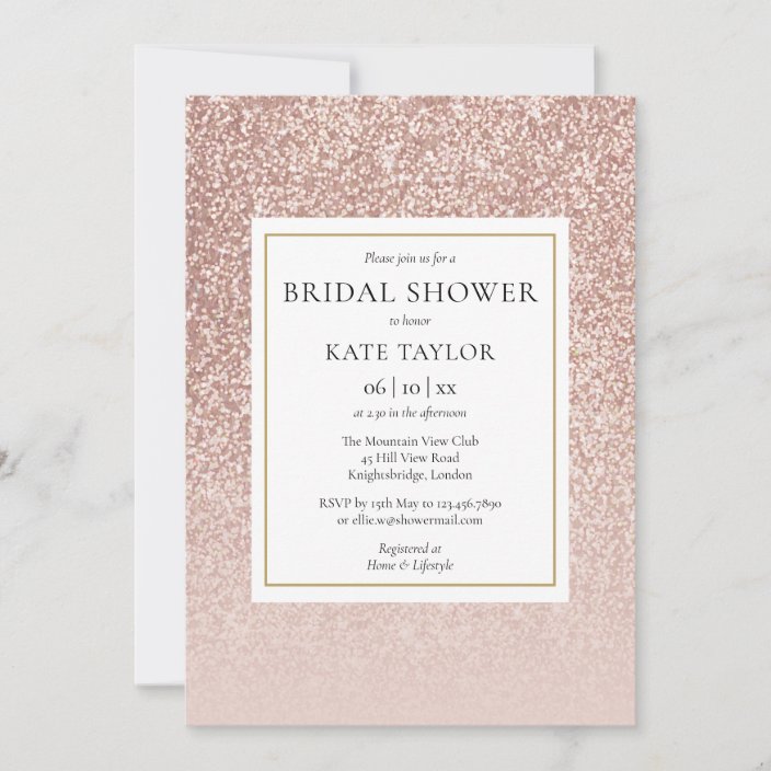 Elegant Rose Gold Glitter Bridal Shower Invitation | Zazzle.com