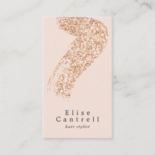 Elegant rose gold glitter brushstroke blush pink business card
