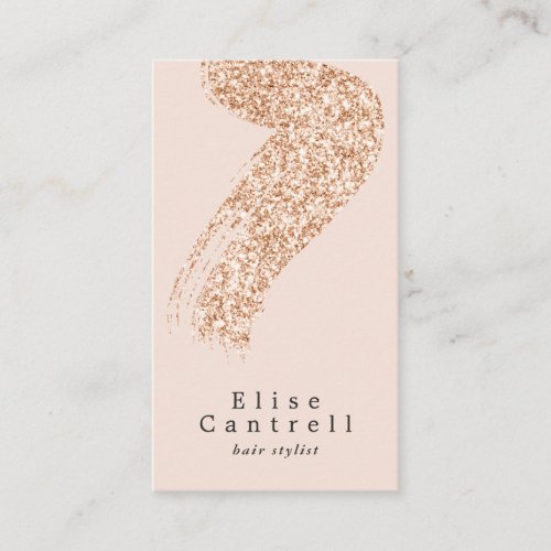 Elegant rose gold glitter brushstroke blush pink business card