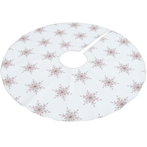 Elegant Rose Gold Glitter Christmas Snowflakes Brushed Polyester Tree Skirt