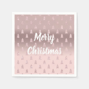 Elegant Rose Gold Glitter Christmas Tree Pattern Napkins