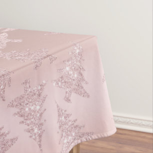 Elegant Rose Gold Glitter Christmas Tree Pattern Tablecloth