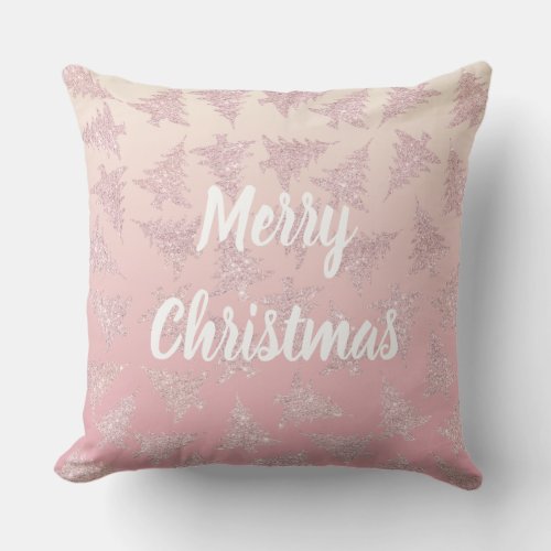 Elegant Rose Gold Glitter Christmas Tree Pattern Throw Pillow