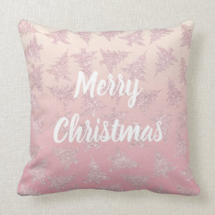 Elegant Rose Gold Glitter Christmas Tree Pattern Throw Pillow