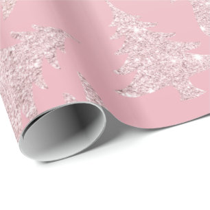 Elegant Rose Gold Glitter Christmas Tree Pattern Wrapping Paper