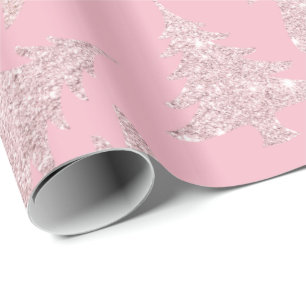 Elegant Rose Gold Glitter Christmas Tree Pattern Wrapping Paper