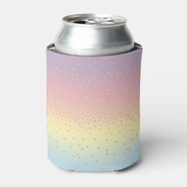 Elegant rose gold glitter confetti dots gradient can cooler (Can Front)