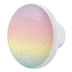 Elegant rose gold glitter confetti dots gradient ceramic knob