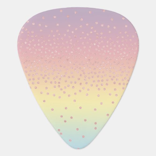 Elegant rose gold glitter confetti dots gradient guitar pick
