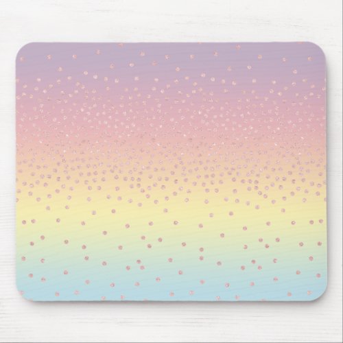 Elegant rose gold glitter confetti dots gradient mouse pad