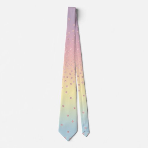 Elegant rose gold glitter confetti dots gradient neck tie