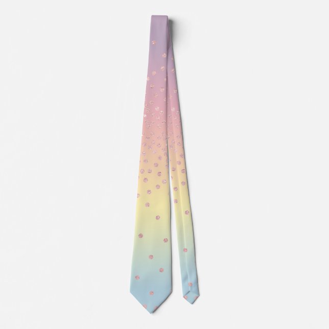 Elegant rose gold glitter confetti dots gradient neck tie (Front)