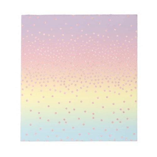 Elegant rose gold glitter confetti dots gradient notepad