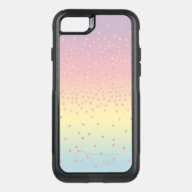 Elegant rose gold glitter confetti dots gradient otterbox iPhone case (Back)
